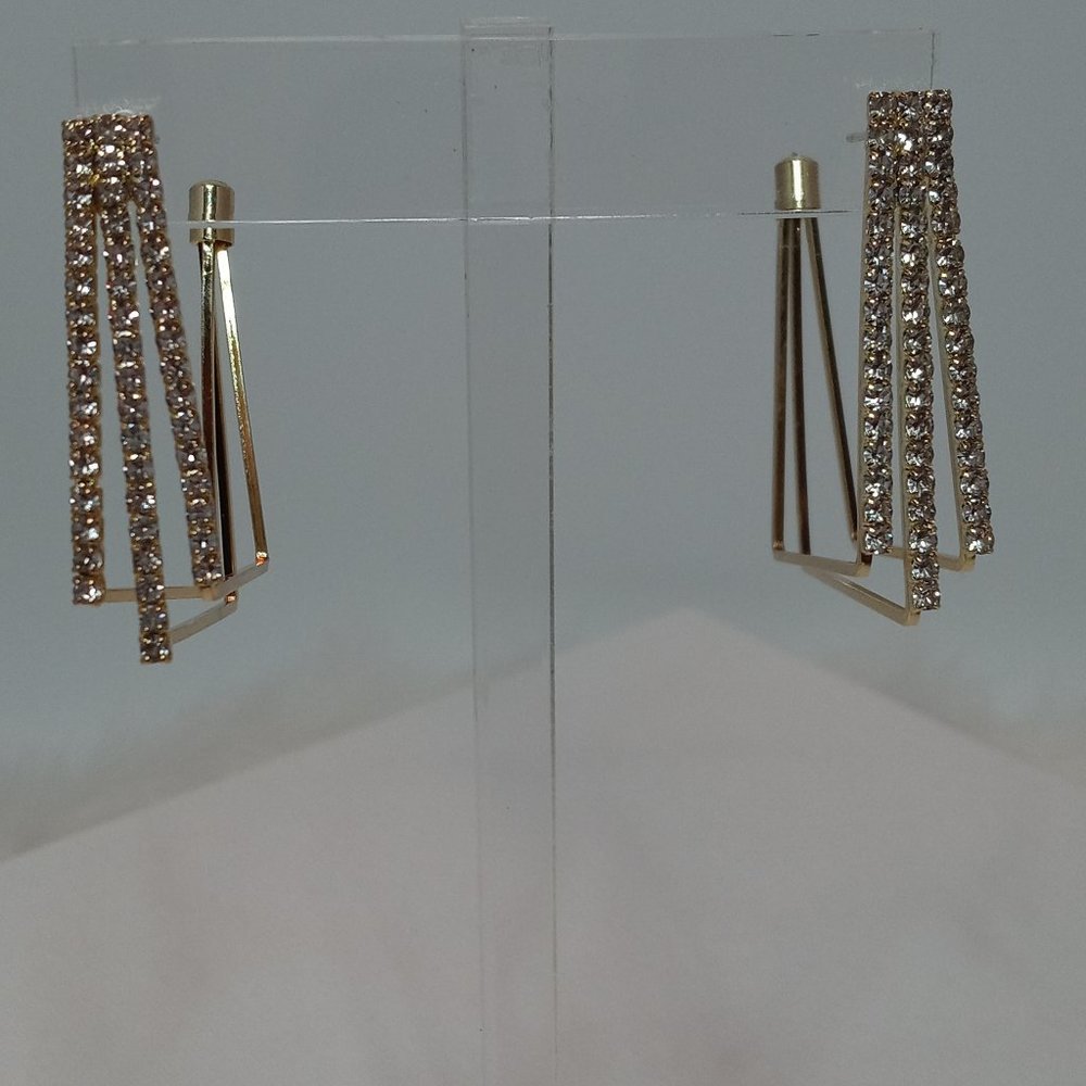 Gold Square Sparkly Hoops